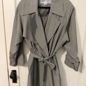 Bernardo Light Gray Tie-Waist Trench Coat